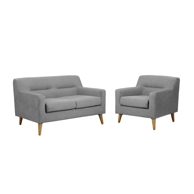 Damien 2 Seater Sofa with Damien Armchair - Grey (Scratch Resistant Fabric) - 0