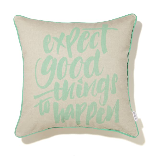 Expect Good Things To Happen Cushion - Pastel Green - 2