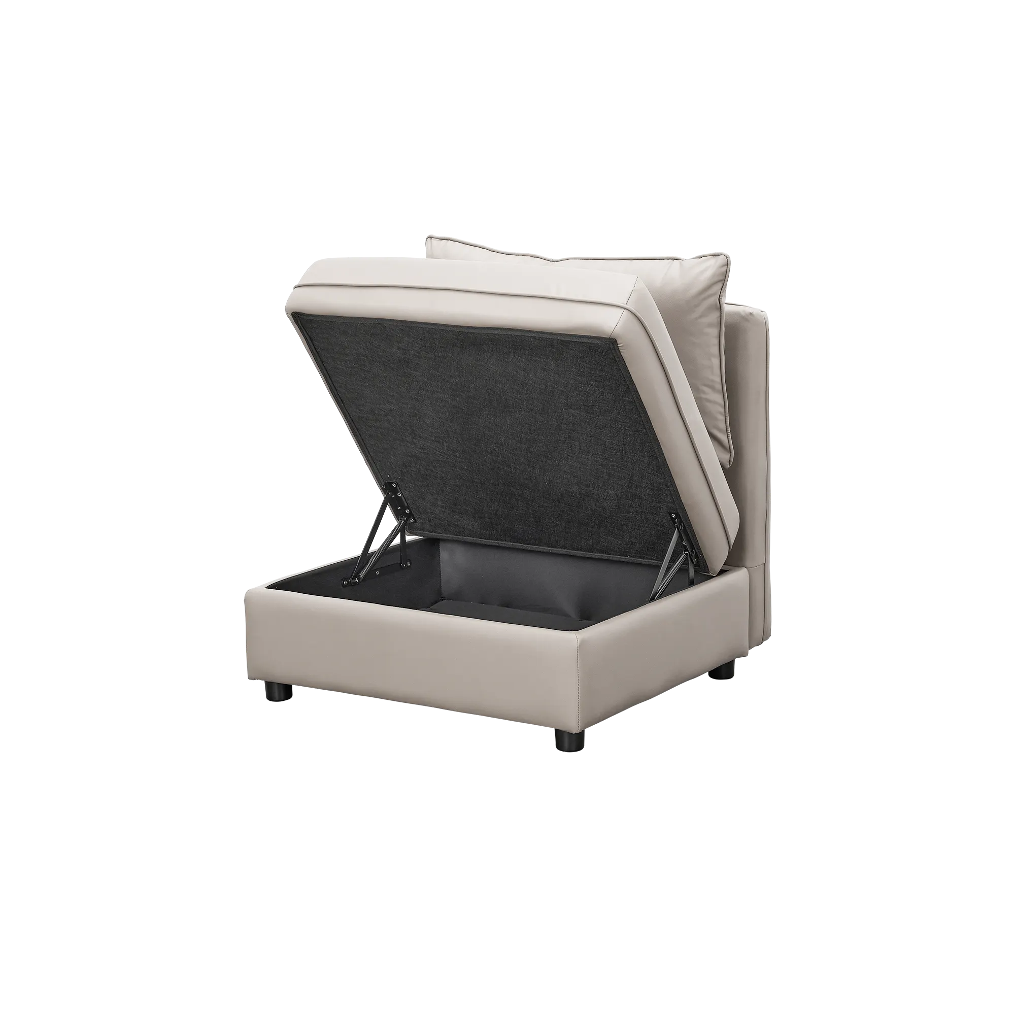 Cameron Storage Armless Unit - Grey (Pet Friendly) - 12 - Luxurious cushioned chair with open storage compartment, sleek