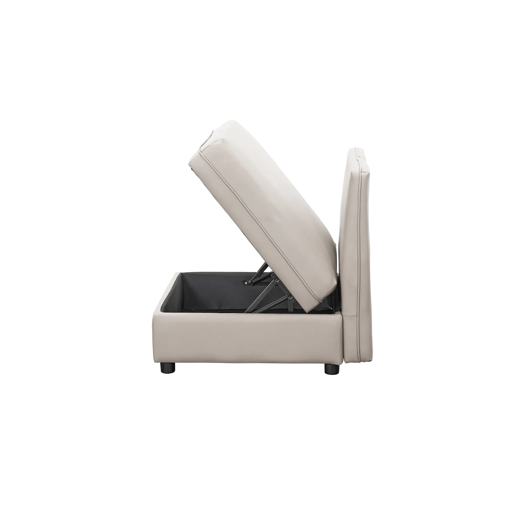 Cameron Storage Armless Unit - Grey (Pet Friendly) - 19 - Cream-colored, modern, ergonomic, reclining, leather upholstery
