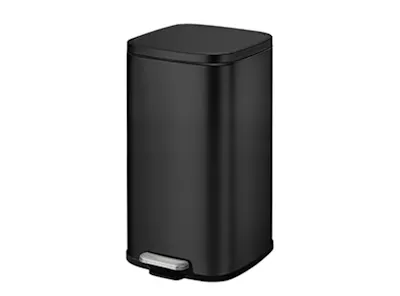 EKO Stella Stainless Steel Rectangle Step Bin With Soft Closing Lid - Black (3 Sizes)