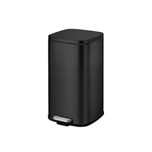 EKO Stella Stainless Steel Rectangle Step Bin With Soft Closing Lid - Black (3 Sizes)
