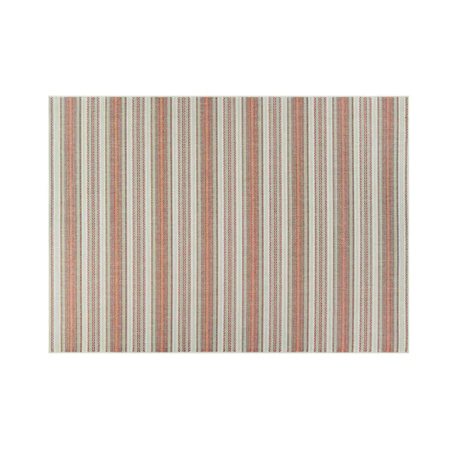 Marbella Flatwoven Rug - Coral Ivory Pewter (3 Sizes) - 1 - striped, vertical, pattern, stripes