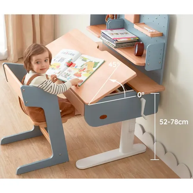 Boori Ergonomic Desk with Pegboard Hutch 1m - Blueberry - 6 - Children's study chair with adjustable height, 45-degree