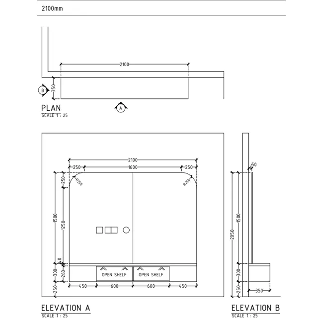 Freya TV Console Feature Wall - Walnut (3 Sizes) - 5