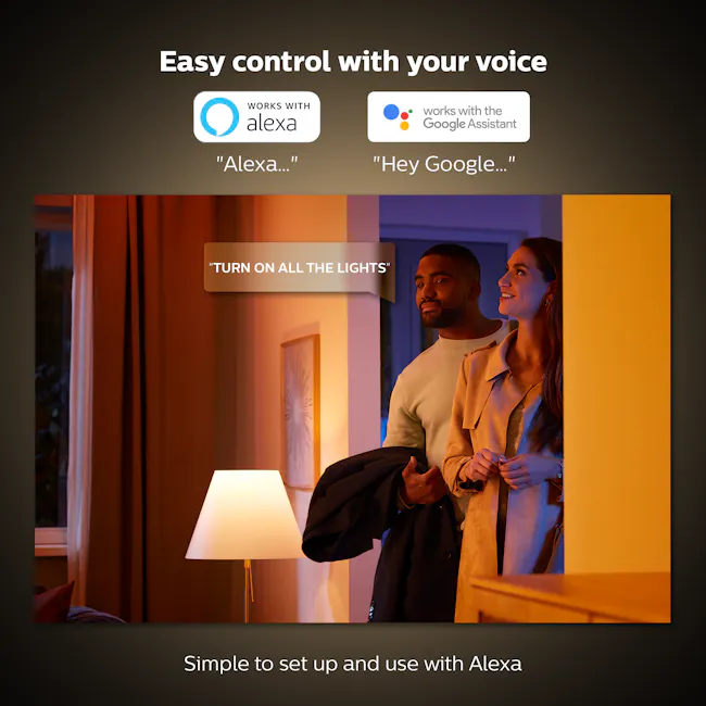 Philips Hue Go V2 - 10 - Easy control with your voice, Works with alexa, turns on all the lights, Simple to set up and use