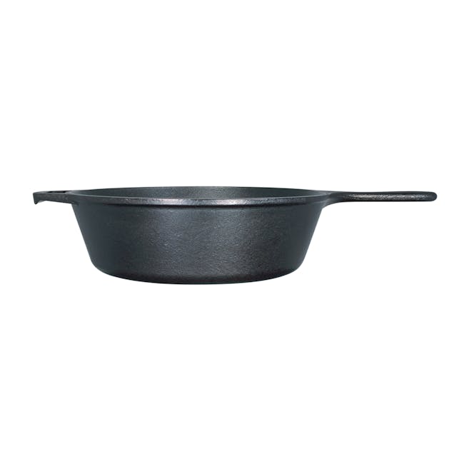 Lodge 10.25 Inch Cast Iron Deep Skillet - 3 - black cast iron pot, sleek design, sturdy handle, matte finish, non-stick