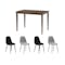 Charmant Dining Table 1.1m in Walnut with 4 Fynn Dining Chairs in Black and River Grey - 0