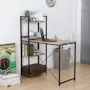 Conner Study Table with Shelves 1m - Black, Walnut - 7
