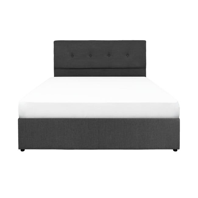 ESSENTIALS Queen Headboard Box Bed - Smoke (Fabric) - 0