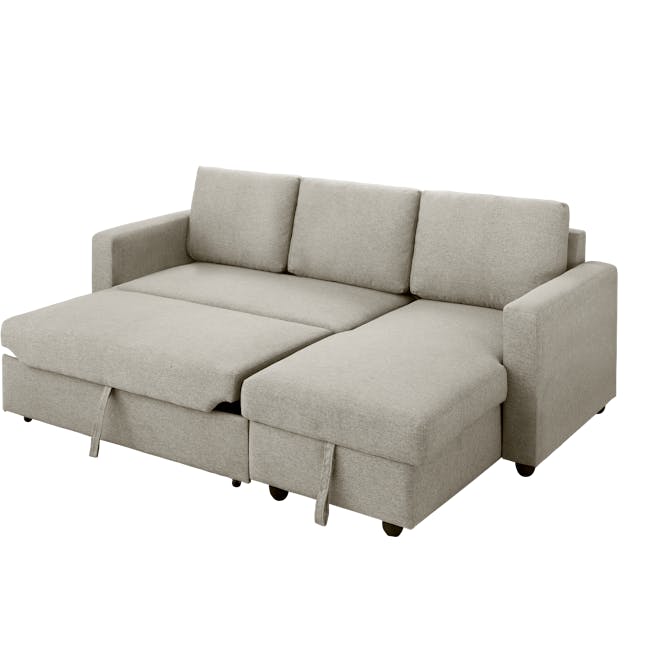 Mia L-Shaped Storage Sofa Bed - Ecru - 1