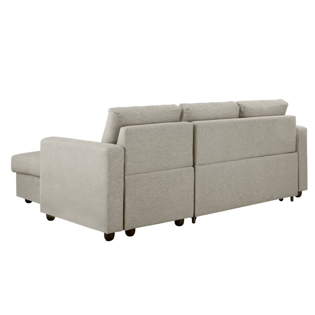 Mia L-Shaped Storage Sofa Bed - Ecru - 9 - Modern gray sectional sofa, minimalist design, comfortable seating, upholstered