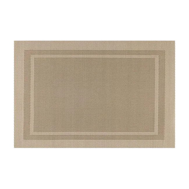 RAPEE CORNICE Placemat - Tan - 1 - Muted beige, textured fabric, woven pattern, rectangular shape, decorative border, fine