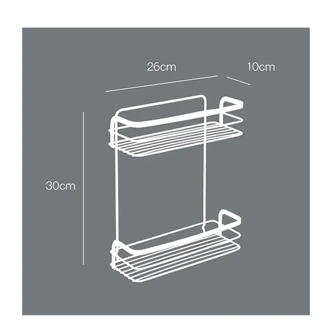 Metaltex 2 Tier Rectangle Shelf - Black - 3 - Wire shelf, adjustable height, 26cm, 10cm, 30cm, slim design, multi-tiered