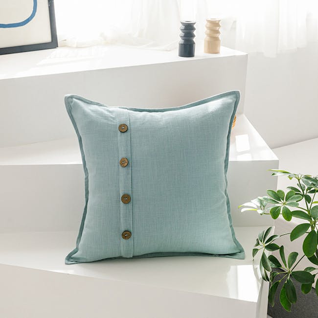 Button Cushion Cover - Light Blue - 6
