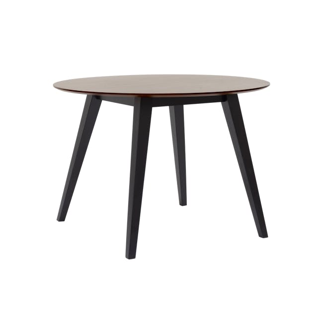 Ralph Round Dining Table 1m in Cocoa with 4 Fynn Dining Chairs in Black and River Grey - 2