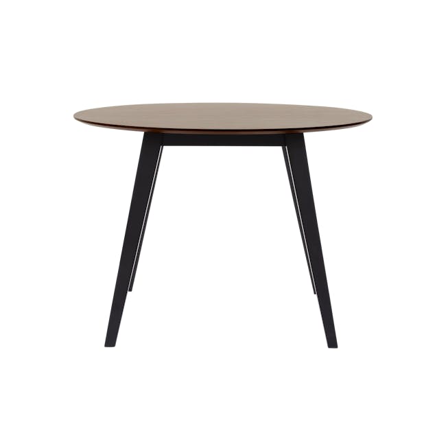 Ralph Round Dining Table 1m - Black, Cocoa with 4 Fynn Dining Chair - Walnut, Black - 5