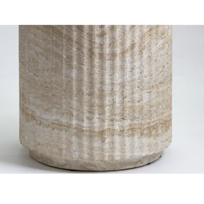 Vesta Fluted Travertine Side Table - 5
