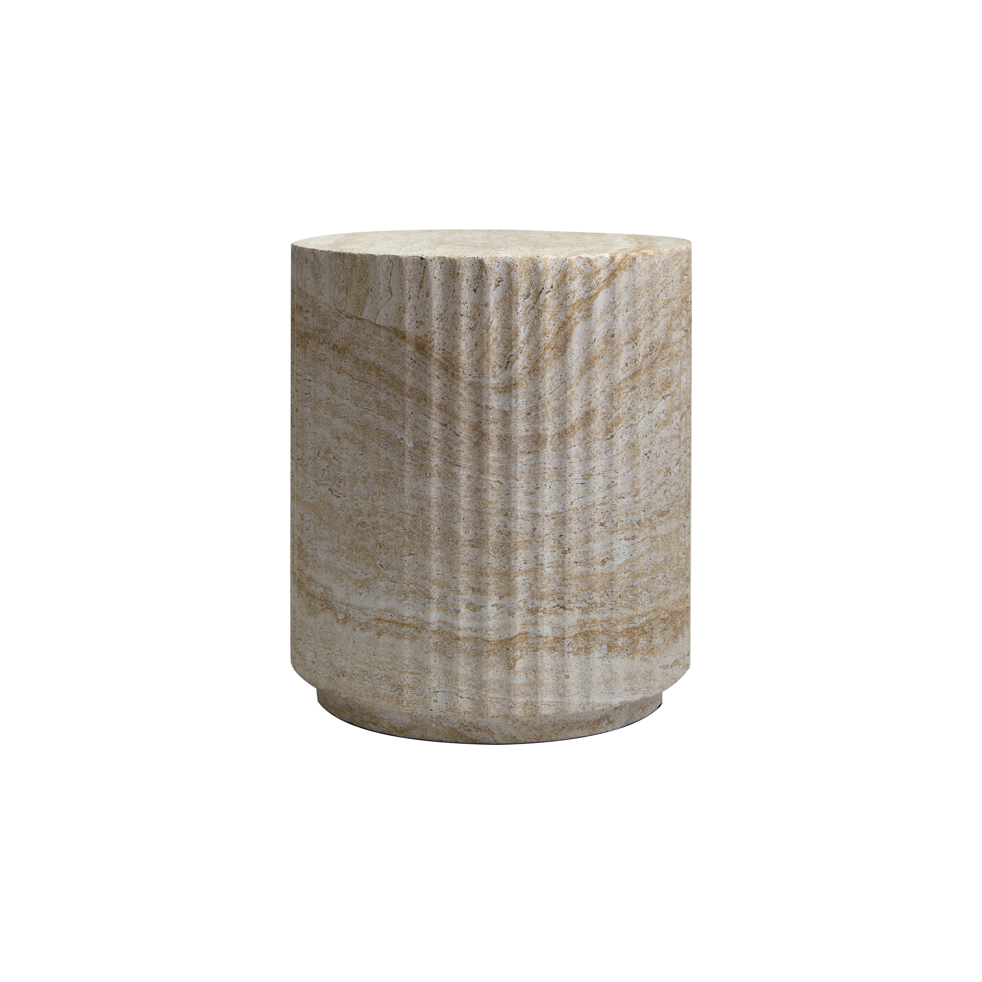 Vesta Fluted Travertine Side Table