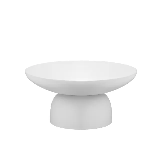 Veronica Concrete Round Coffee Table - Ivory - 1 - Modern minimalist design, sleek white porcelain, oval-shaped basin