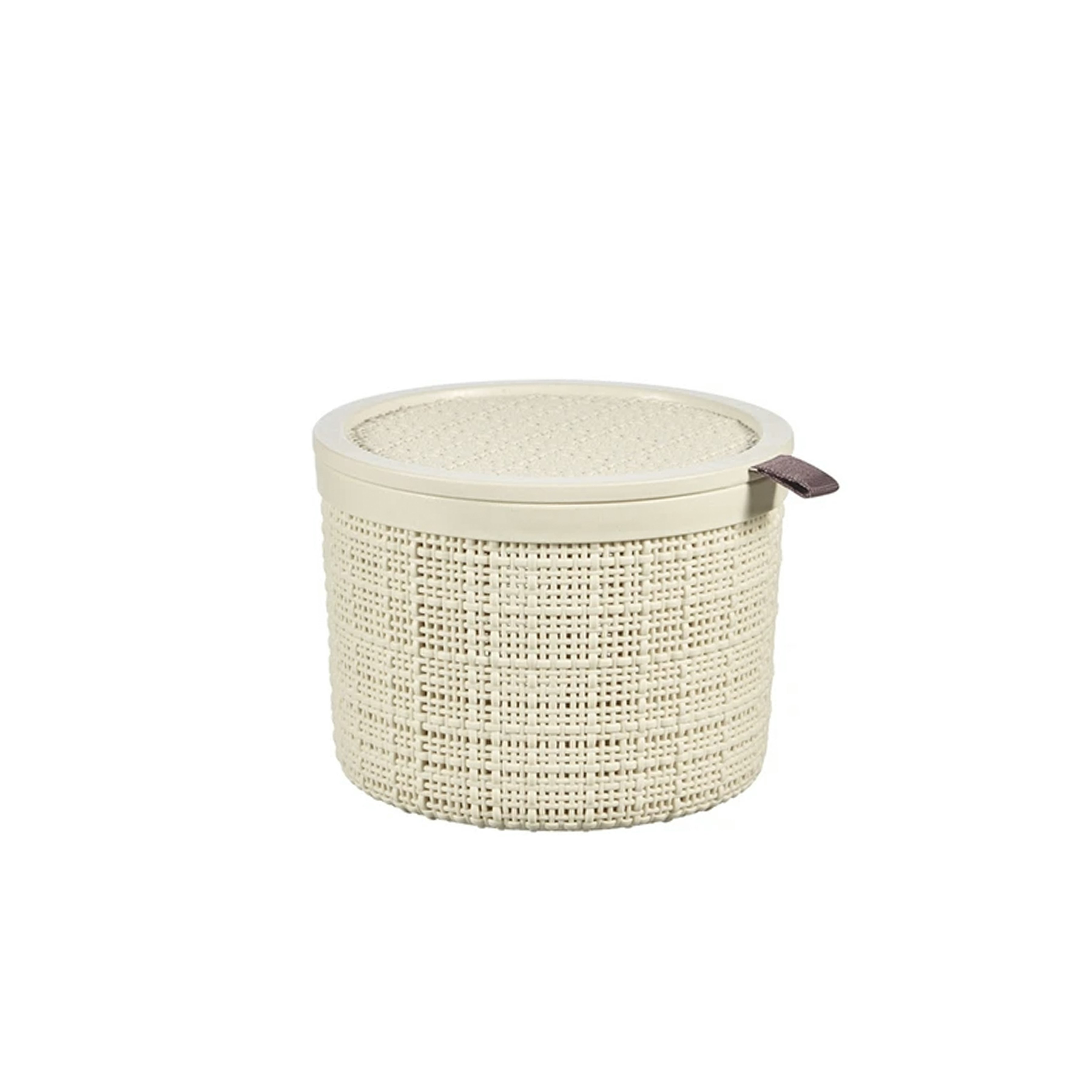 Jute Round Basket + Lid 2L Off White, Curver HipVan
