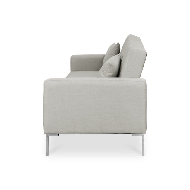 Leslie 3 Seater Sofa Bed - Beige (Eco Clean Fabric) - 7 - Modern minimalist sofa, light gray fabric, sleek design