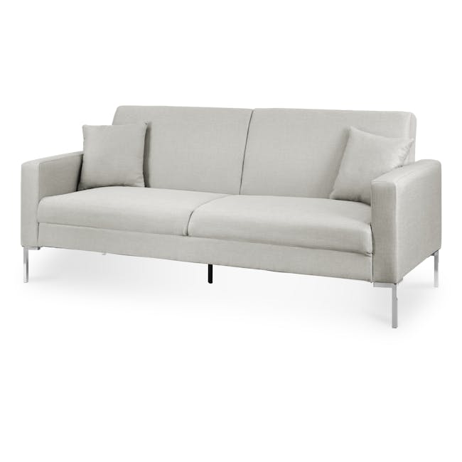 Leslie 3 Seater Sofa Bed - Beige (Eco Clean Fabric) - 4 - Modern minimalist sofa, light gray fabric, sleek design