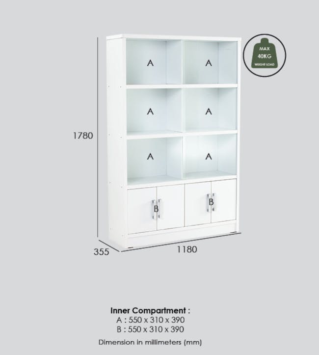 Harry Glass Cabinet - White - 6