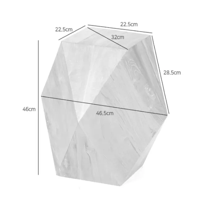 Dax Stool Side Table - 10 - Transparent crystal structure, Geometric shape design, Symmetrical facets, Glossy surface