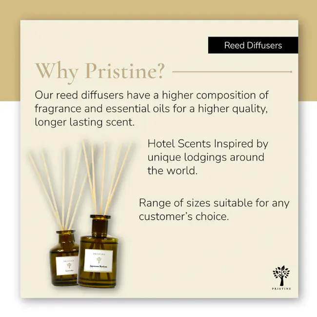 Pristine Aroma Reed Diffuser Hotel Scent - Japanese Ryokan (2 Sizes) - 8 - Reed Diffusers, Higher Composition, Fragrance