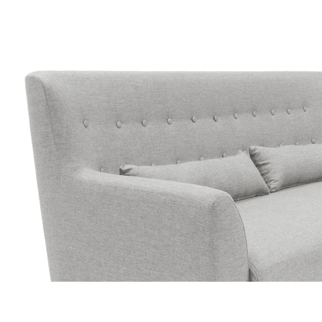 Sofia 3 Seater Sofa with Sofia 2 Seater Sofa - Silver - 7 - Modern tufted sofa, light gray fabric, upholstered armrests