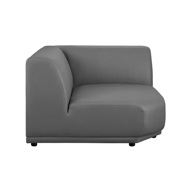 Milan Corner Unit - Smokey Grey (Faux Leather) - 5 - Modern gray leather sofa, sleek design, comfortable seating, minimalist