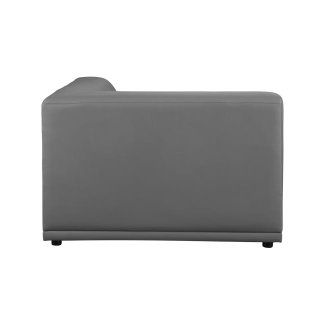 Milan 3 Seater Corner Extended Sofa - Smokey Grey (Faux Leather) - 21 - Grey upholstered sofa, minimalist design, sleek