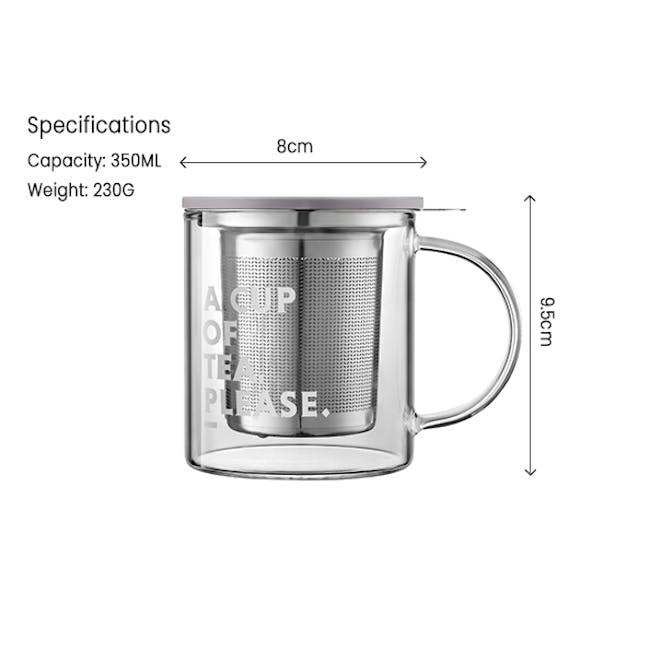 Buydeem Glass Tea Cup with Strainer 350ml - 12