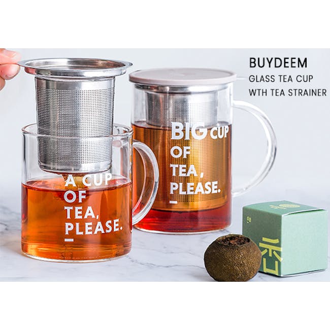 Buydeem Glass Tea Cup with Strainer 350ml - 4