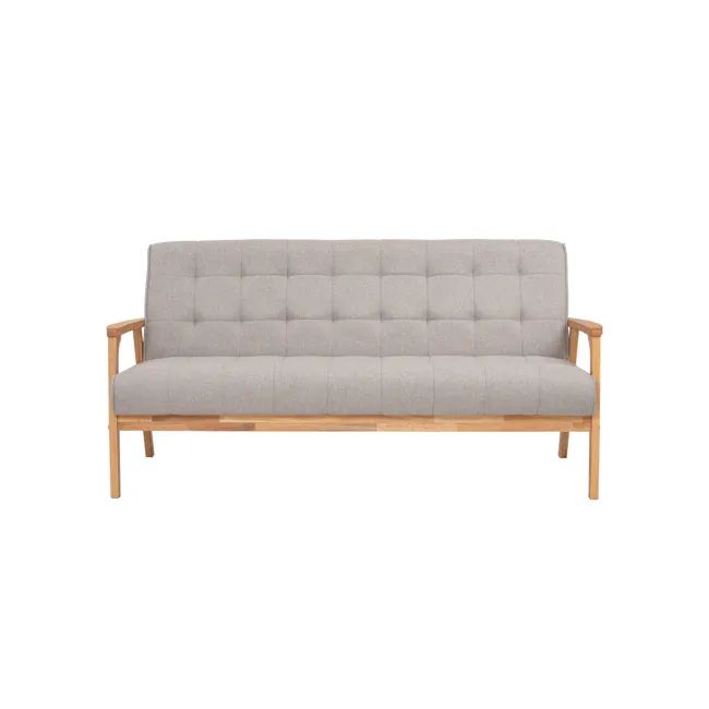 Tucson 3 Seater Sofa with Tucson Armchair - Natural, Dolphin Grey (Fabric) - 7 - Modern gray upholstered sofa, light wood