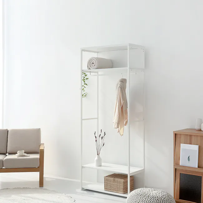 Esen Open Wardrobe with Shelf - White - 6