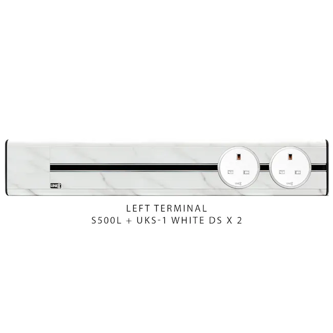 Line8 Power Track 500mm + 2 Adaptors Bundle - Indian White Marble - 5 - White marble finish panel, Dual power outlets