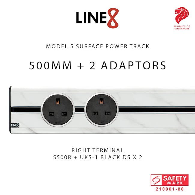 Line8 Power Track 500mm + 2 Adaptors Bundle - Indian White Marble - 5
