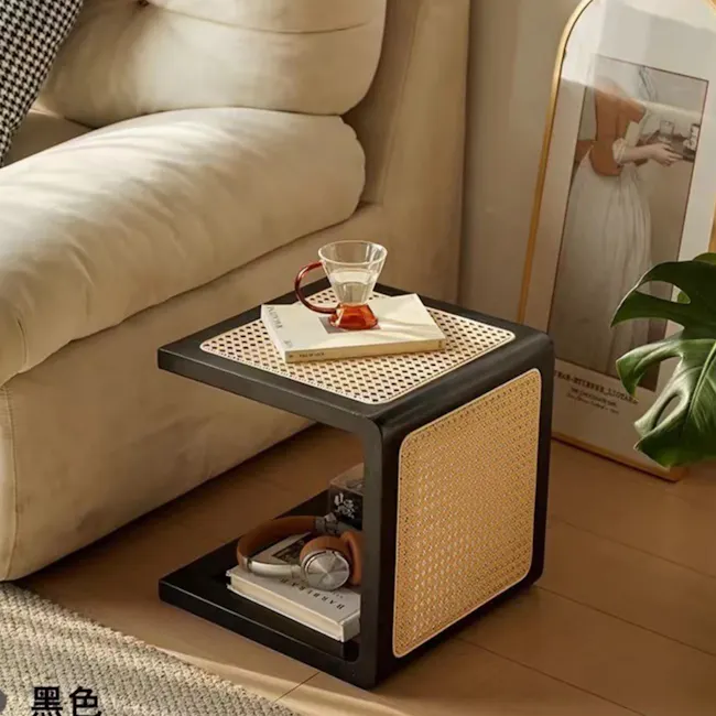 Rein Rattan Stool Side Table - Natural - 5