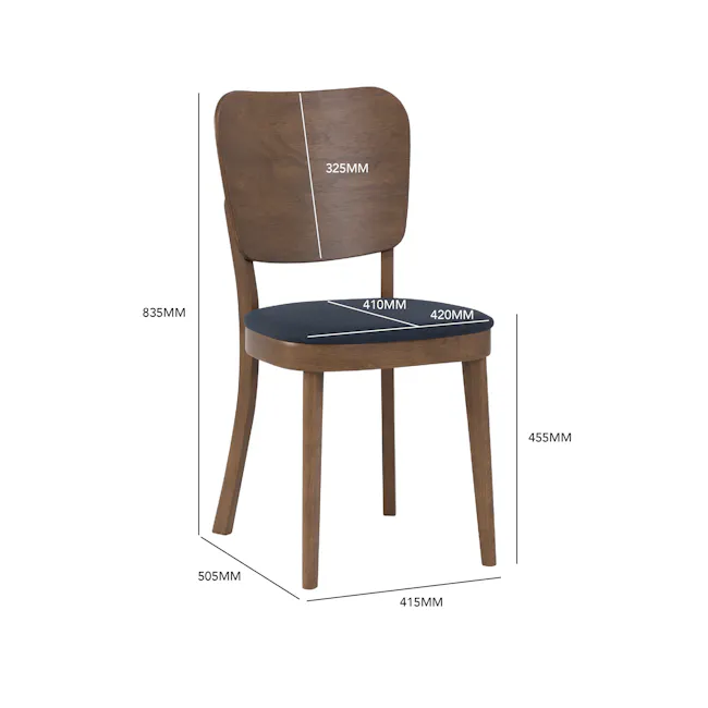 Beverly Dining Chair - Cocoa, Navy (Fabric) - 6 - Wooden chair, 325mm seat, 410mm backrest, 420mm height, 455mm leg height