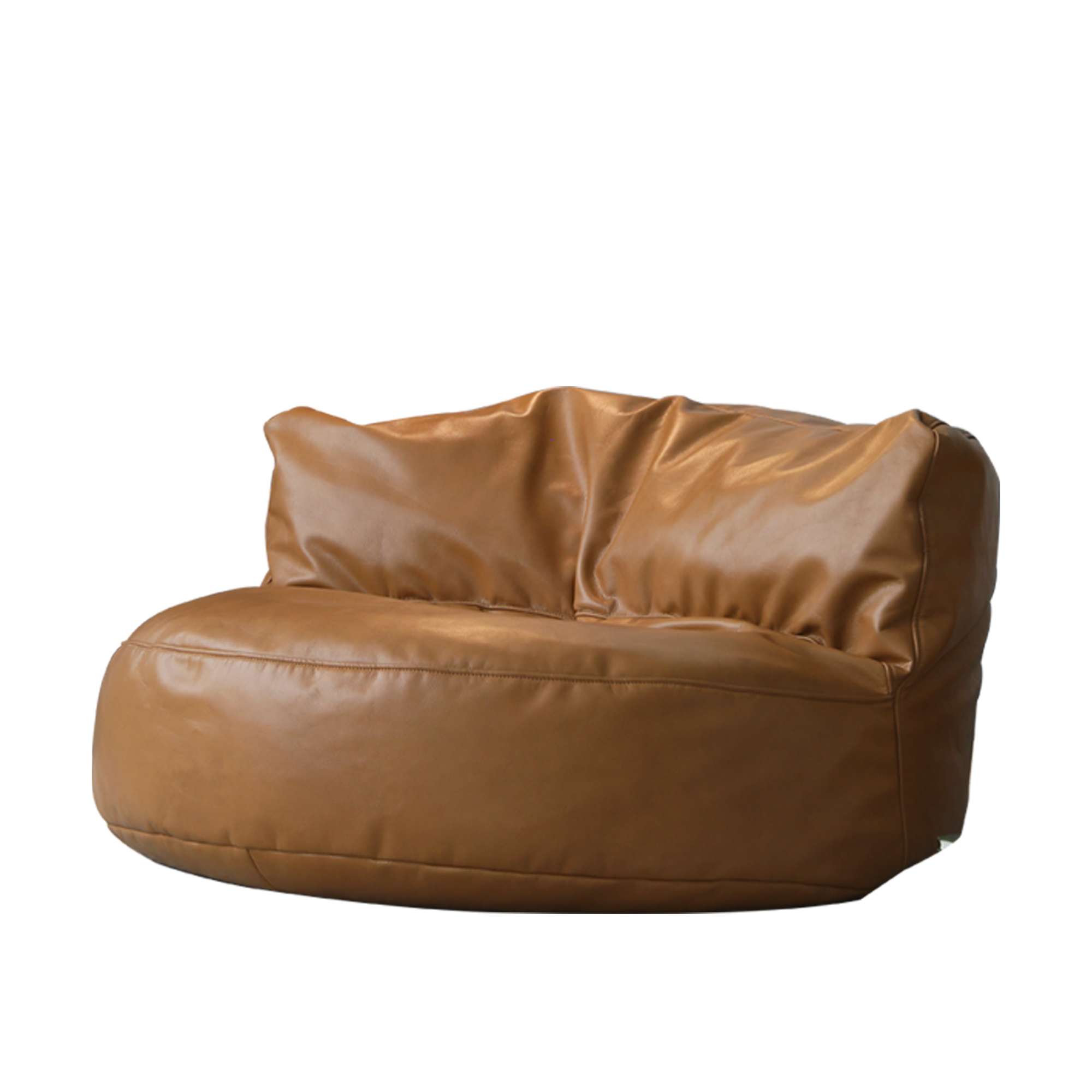 August Round Bean Bag - Tan (Faux Leather)