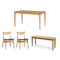 Charmant Dining Table 1.4m with Koa Bench 1.1m and 2 Macy Dining Chairs in Natural, Dim Grey