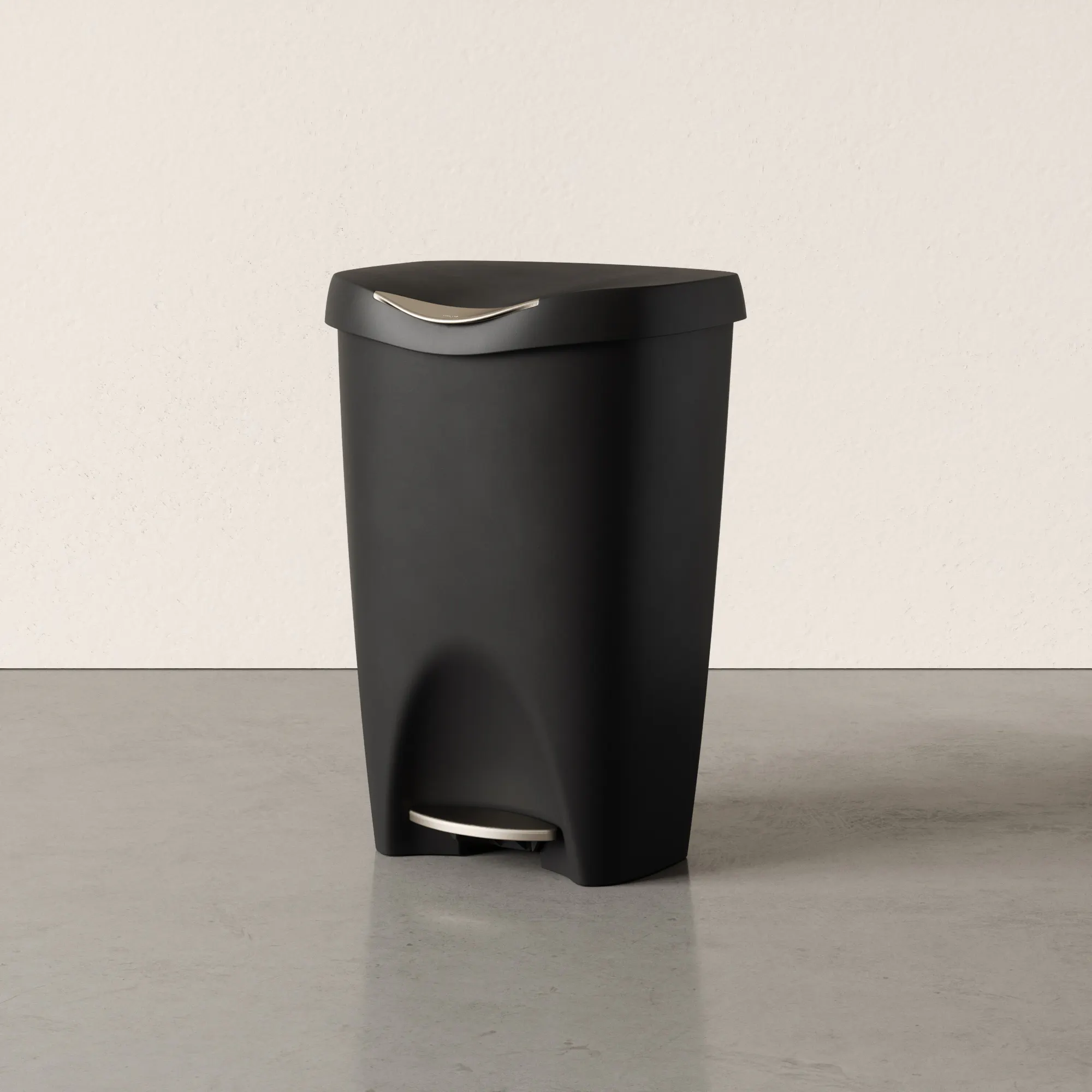 Brim Step Can Waste Bin - Black, Nickel - 10 - black modern trash can, sleek design, minimalist aesthetic, contemporary