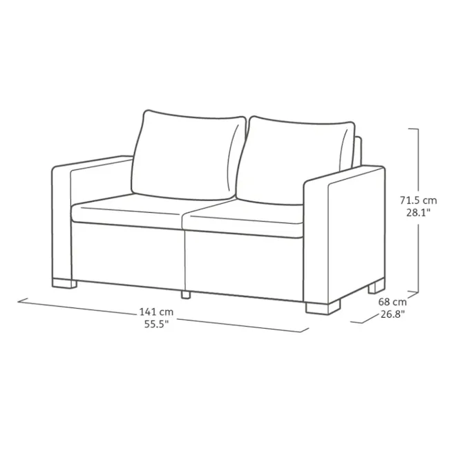 California 2 Seater Outdoor Sofa - Graphite - 6