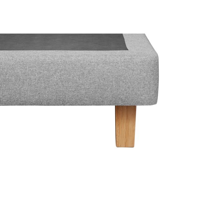 ESSENTIALS King Headboard Divan Bed - Snow (Faux leather) - 8 - Gray textured fabric sofa, wooden legs, minimalist design