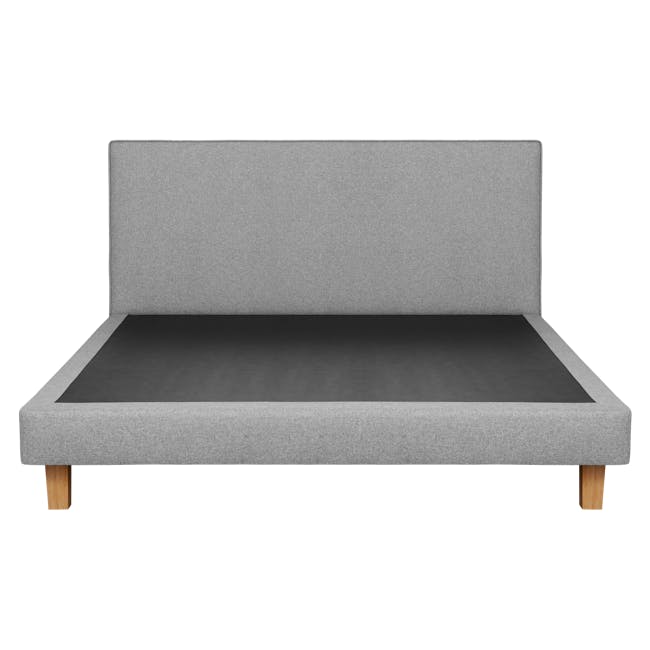 ESSENTIALS King Headboard Divan Bed - Snow (Faux leather) - 2 - Grey upholstered sofa, minimalist design, modern furniture