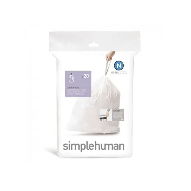 simplehuman Perfect Fit Liner 45L to 50L - N - 1 - "20 bags of waste disposal with customizable options", "45-50L capacity