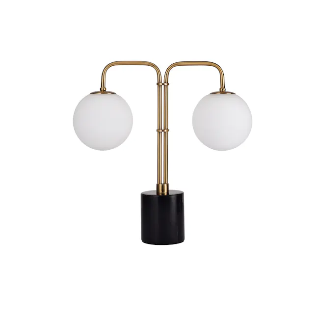 Elios Duo Marble Table Lamp - Black - 1 - Modern pendant light, minimalist design, gold and black color scheme, spherical