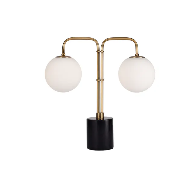 Elios Duo Marble Table Lamp - Black - 5 - Modern pendant light, gold and black color scheme, spherical light fixtures